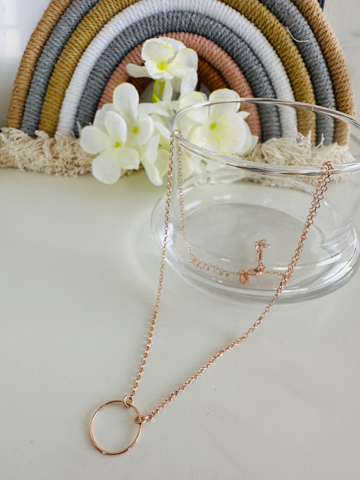 Collana Circle Argento 925 bagnato in Oro Rosa - Gioielli Moda Donna Made in Italy 