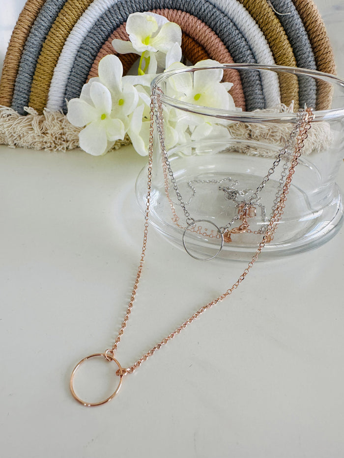 Collana Circle Argento 925 Argento bagnato in Oro Rosa - Gioielli Moda Donna Made in Italy 