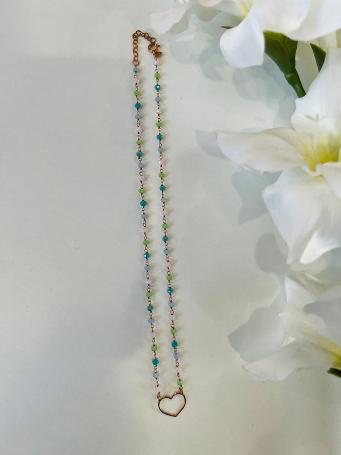 Collana Cuore Outline Argento 925 bagnato in Oro Rosa - Gioielli Moda Donna Made in Italy 