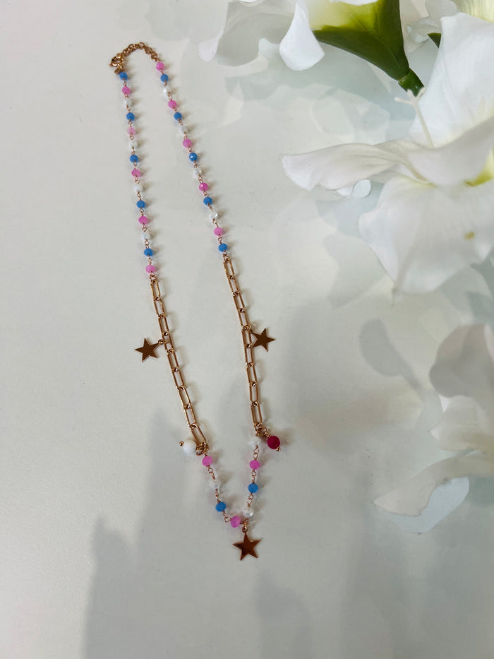 Collana Spring Stella Argento 925 bagnato in Oro Rosa - Gioielli Moda Donna Made in Italy 