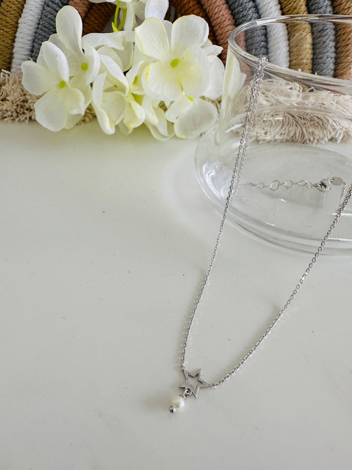 Collana Stellina e Perlina Argento 925 - Gioielli Moda Donna Made in Italy 