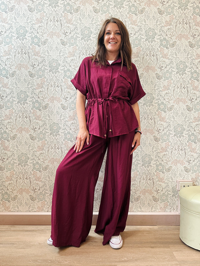 Completo Donna Sahariana Lucilla Bordeaux - Abbigliamento Moda Donna Made in Italy