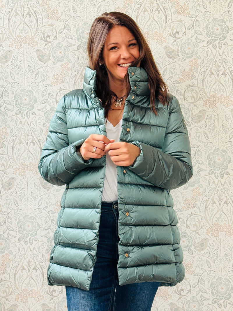 Giacca Piuma Lungo Verde Moda Donna Must-Have Autunno