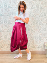 Gonna Lunga Zip  Bordeaux Rosso - Abbigliamento Moda Donna Made in Italy