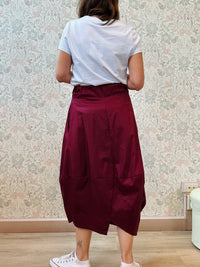 Gonna Lunga Zip  Bordeaux Rosso - Abbigliamento Moda Donna Made in Italy
