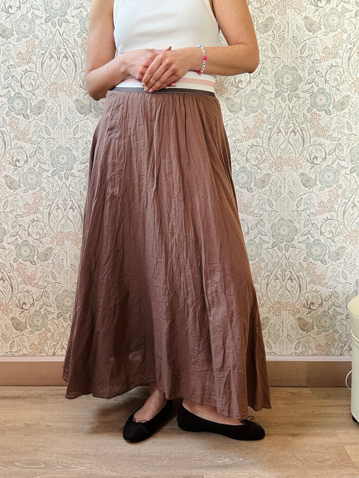 Gonna Midi Cacao - Abbigliamento Donna Made in Italy Must Have