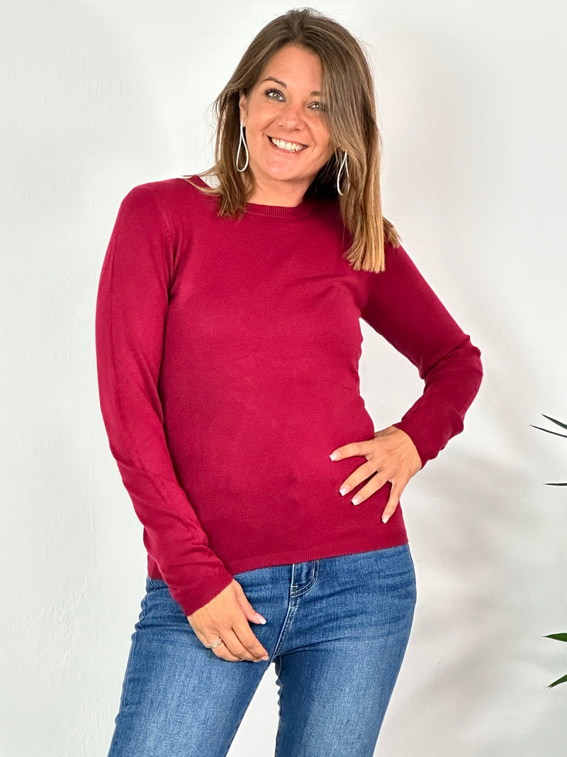 la valigia a pois Maglione Basic Collo Tondo