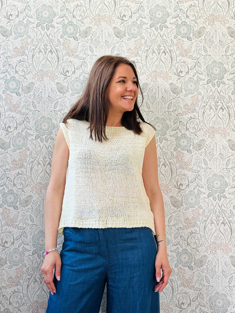 la valigia a pois Gilet Smanicato Tricot