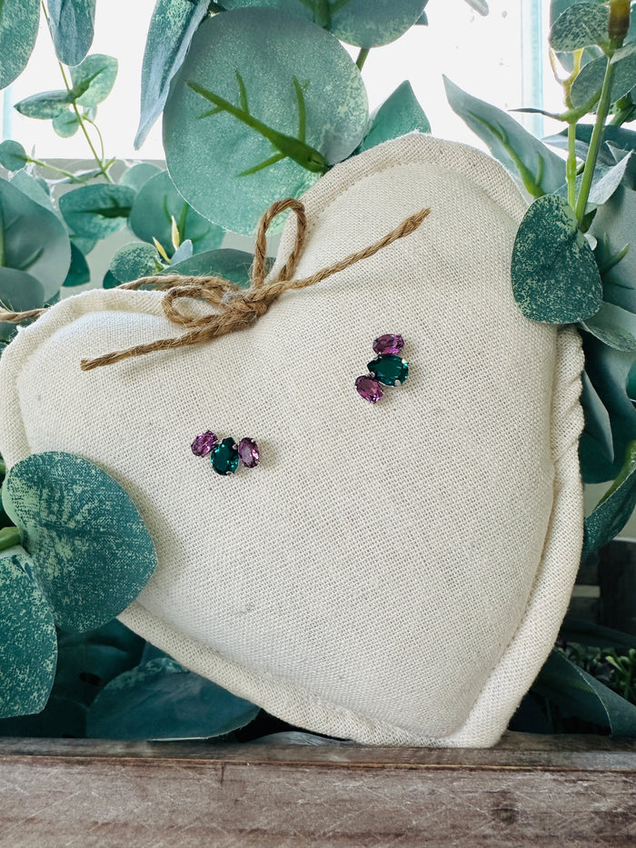 la valigia a pois Orecchini Purple&Green