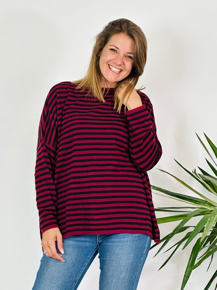 la valigia a pois Maglione Cashmere Over Righe