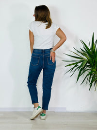 la valigia a pois Jeans mom fit celeste VB0202