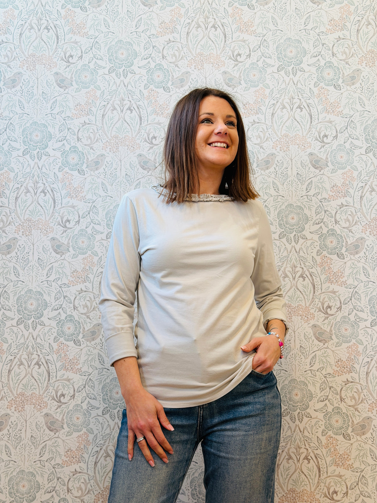 T-shirt Manica Lunga Barchetta Volant