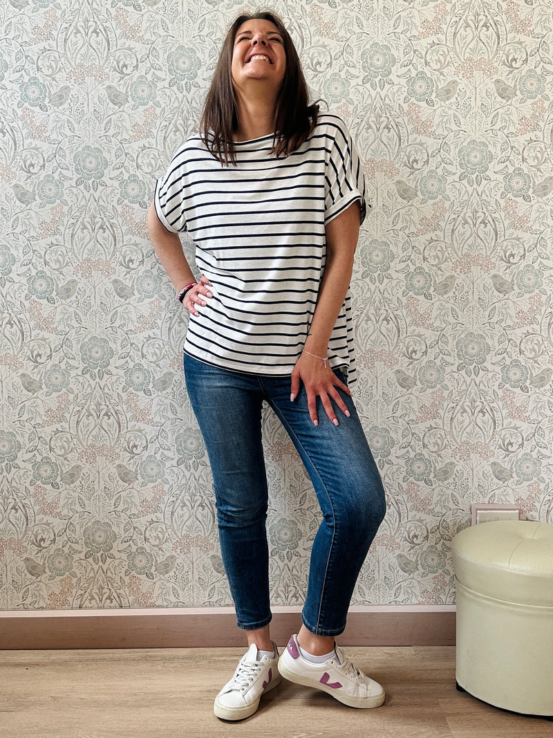 la valigia pois t-shirt manica corta terry