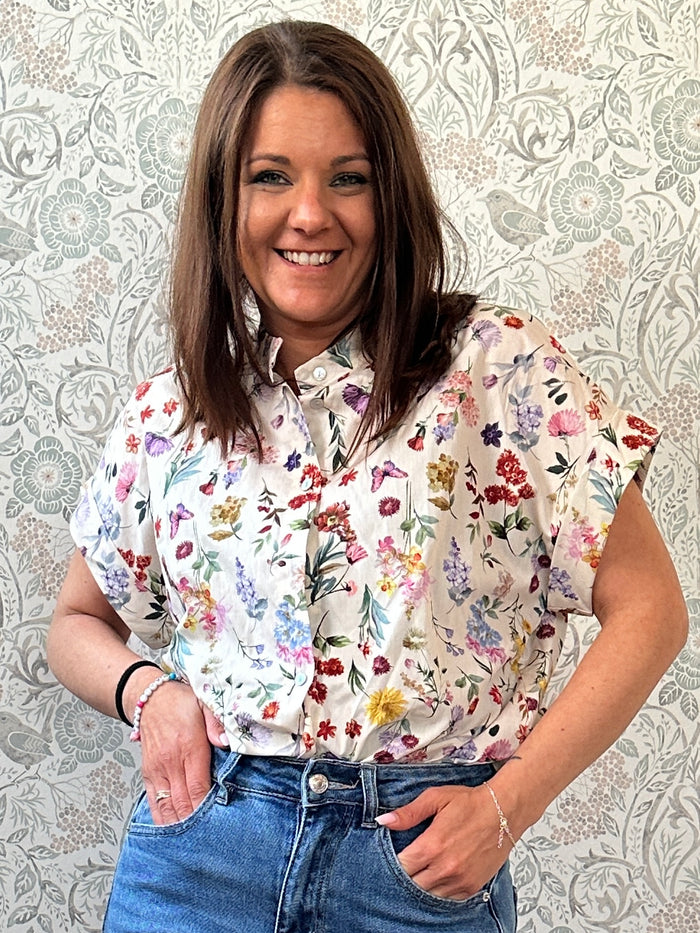 la valigia pois camicia nodo flower