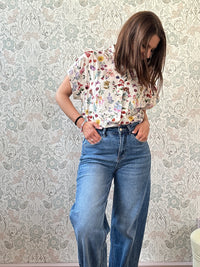 la valigia pois camicia nodo flower