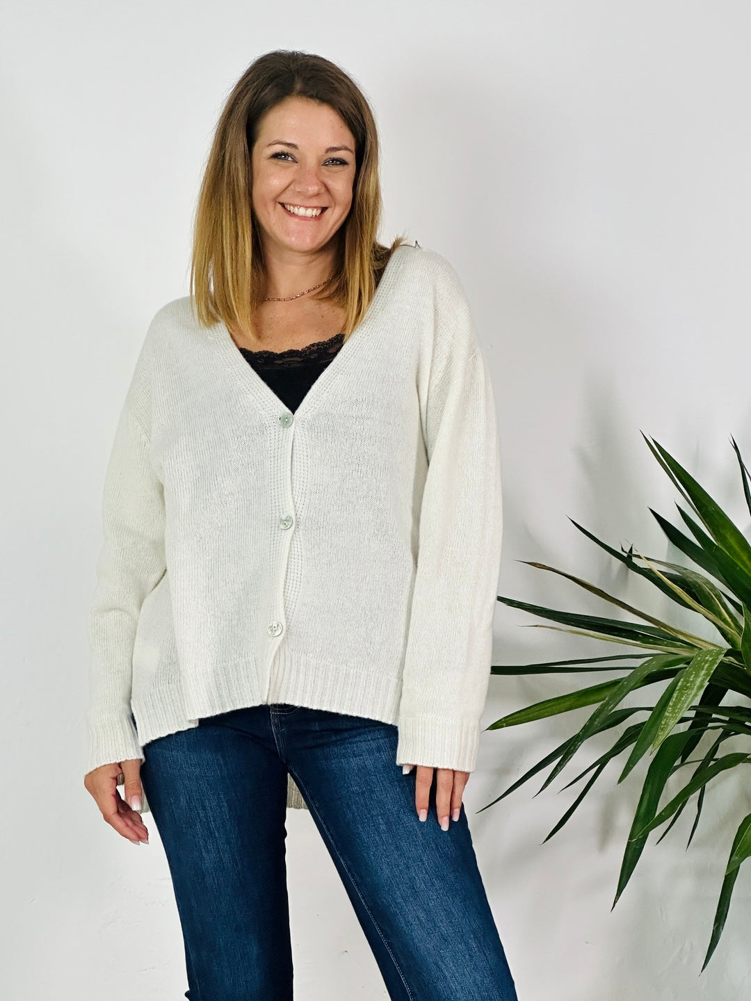 la valigia a pois Cardigan Cashmere Open