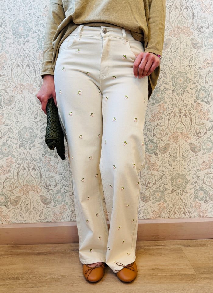 jeans palazzo roselline