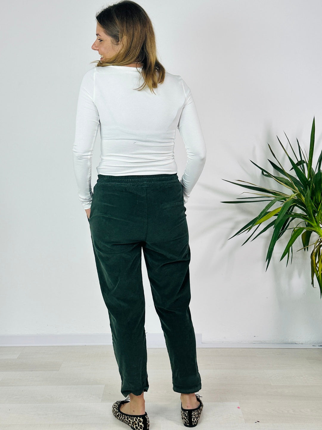 la valigia a pois Pantalone Sveva Velvet Verde