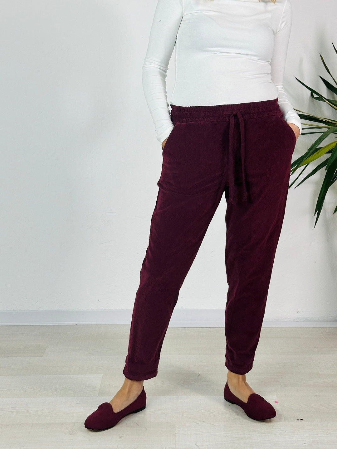 la valigia a pois Pantalone Sveva Velvet Bordeaux