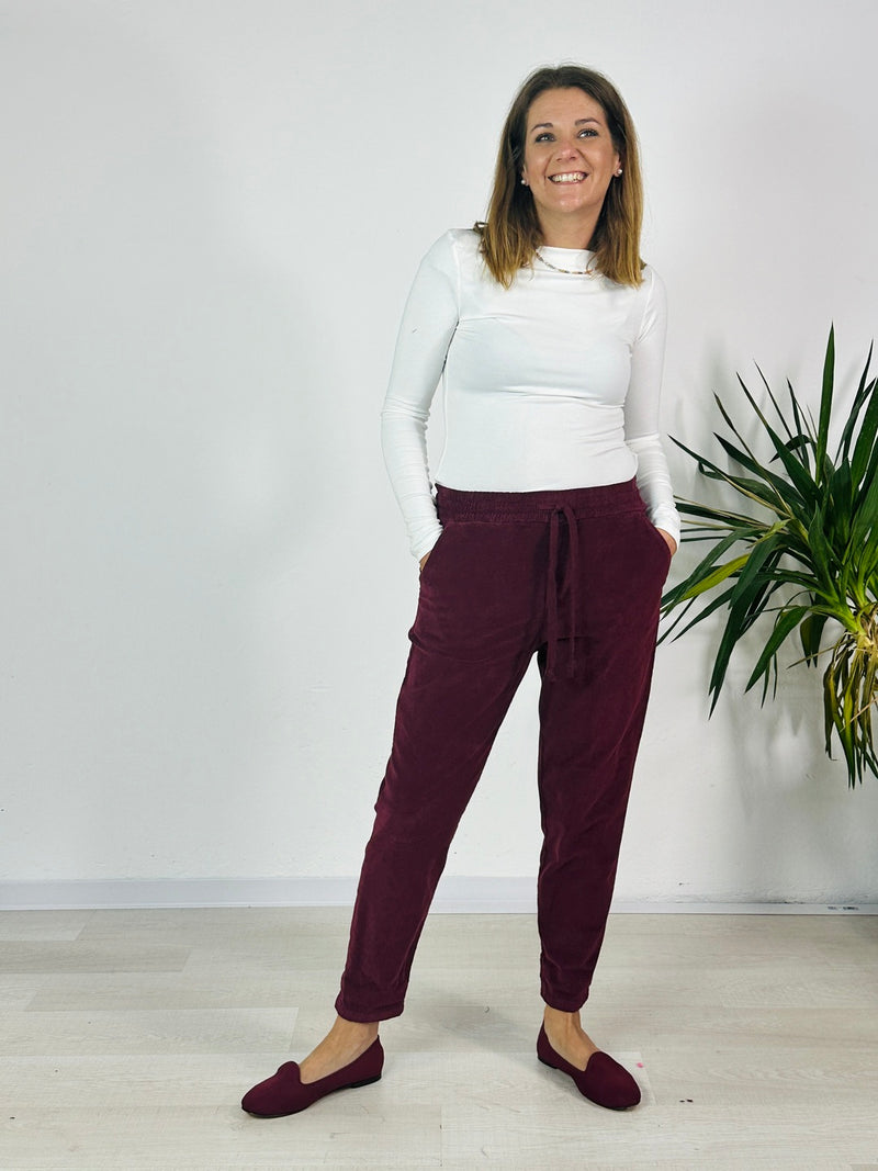 la valigia a pois Pantalone Sveva Velvet Bordeaux