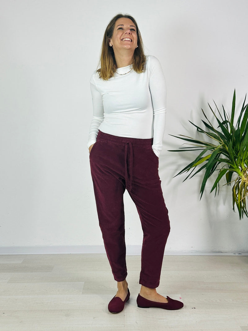 la valigia a pois Pantalone Sveva Velvet Bordeaux