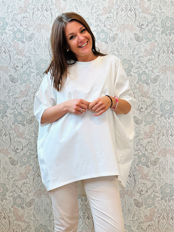 la valigia a pois Blusa Super Over Bianco