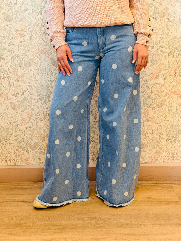 jeans Palazzo pois blu jeans
