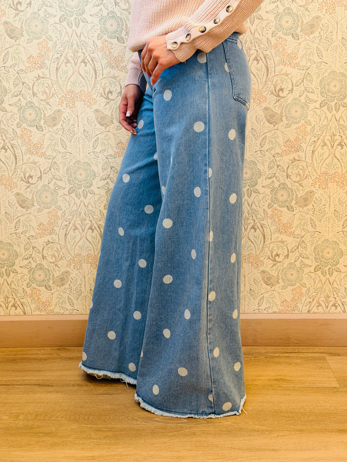 jeans Palazzo pois blu jeans