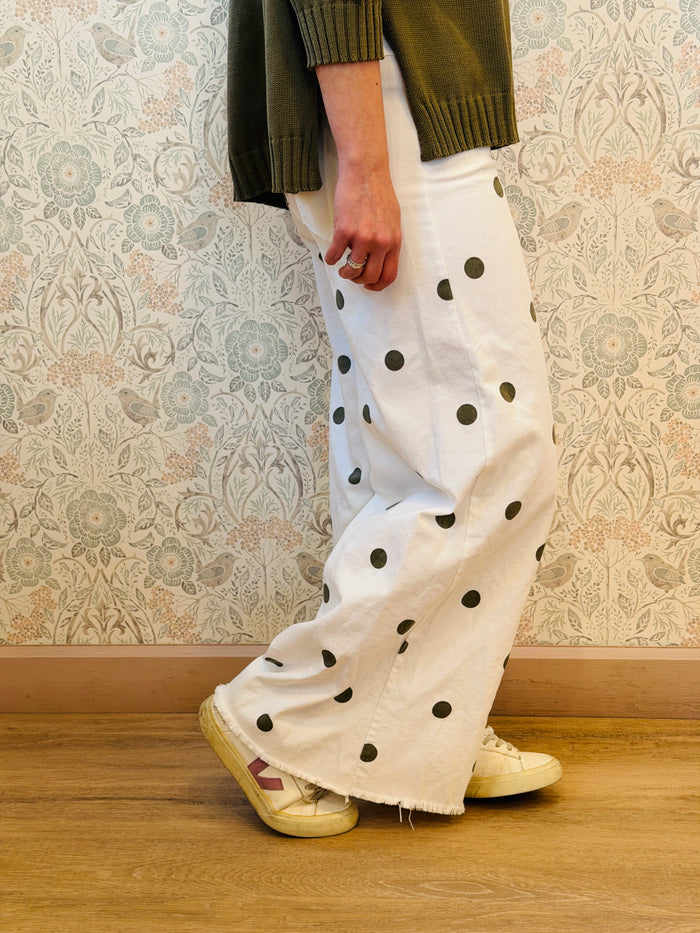 jeans Palazzo pois Bianco