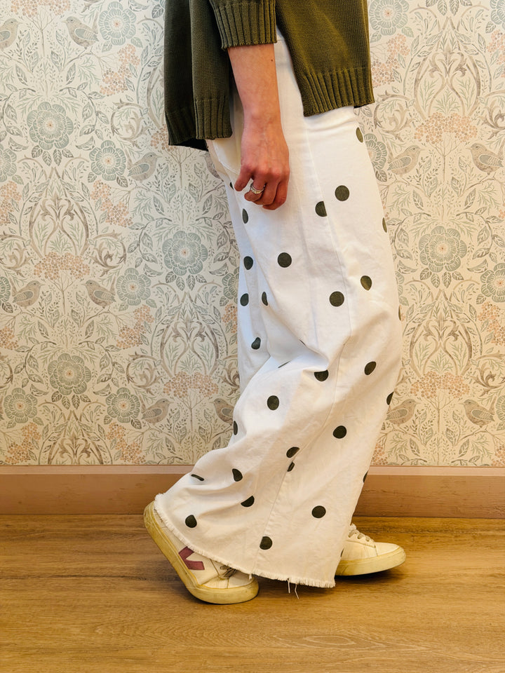 jeans Palazzo pois Bianco