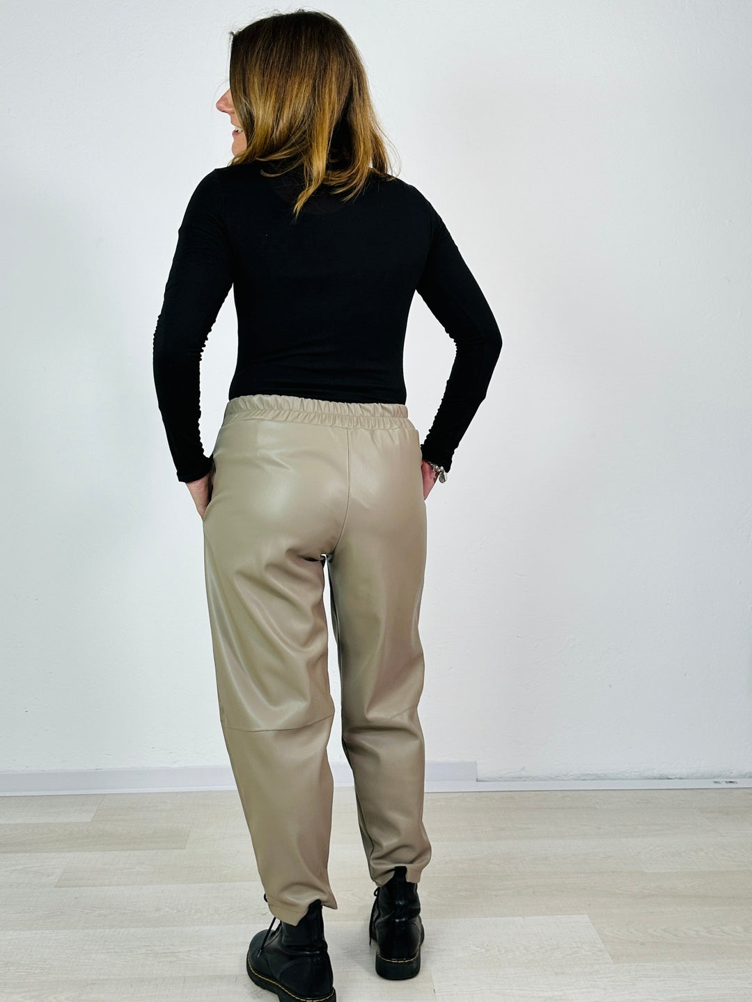 Pantaloni Ecopelle Beige