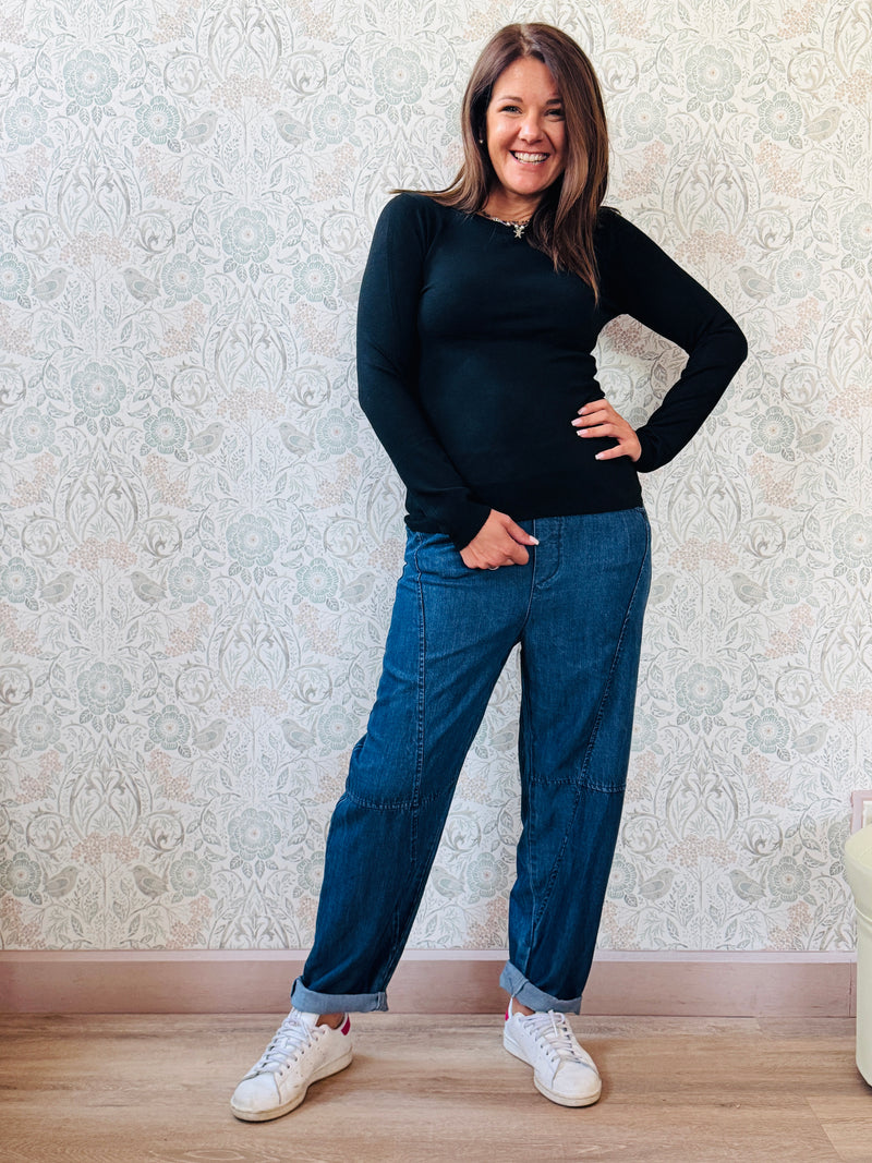 la valigia a pois Maglione Basic Scollo Tondo Slim