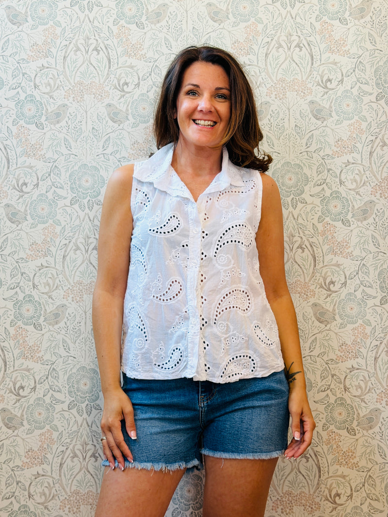 Camicia Senza Maniche Sangallo
