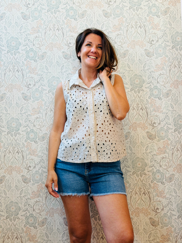 Camicia Senza Maniche Sangallo