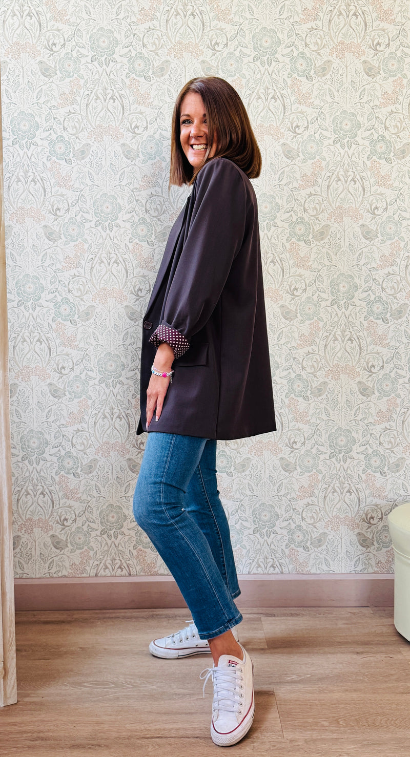 la valigia a pois blazer liquirizia fall