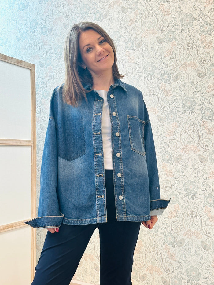 la valigia a pois Camicia Denim