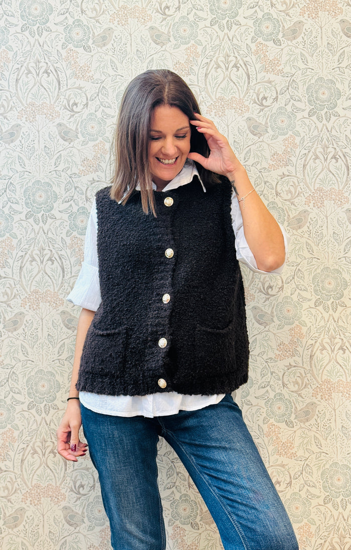 LVP cardigan senza maniche coffee