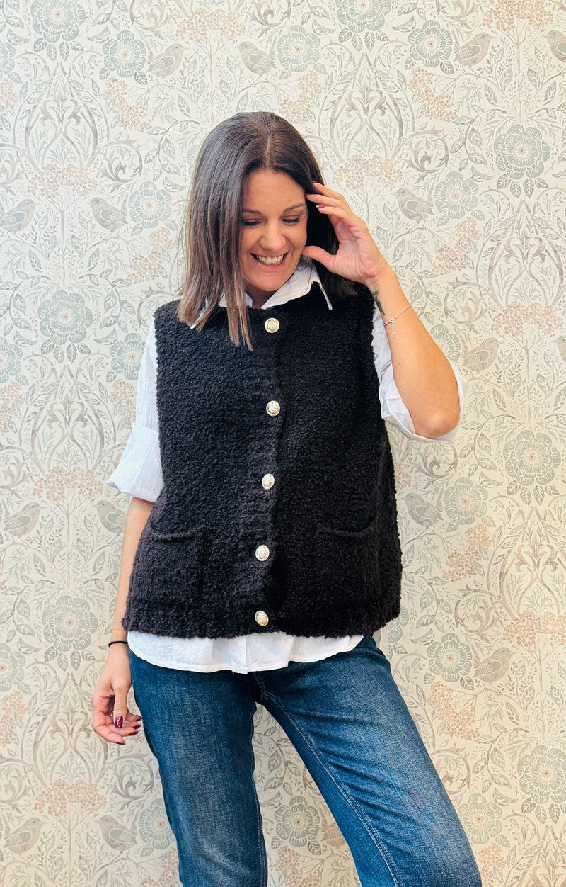 LVP cardigan senza maniche coffee