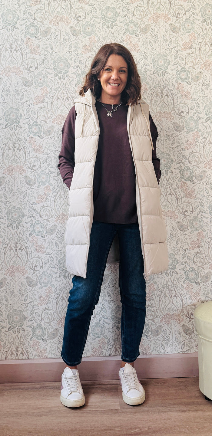 Smanicato Lungo Piumino Beige