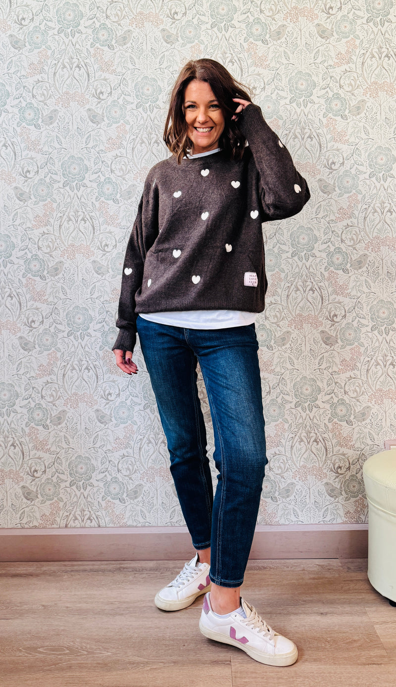 Maglione Cuoricini Caffè