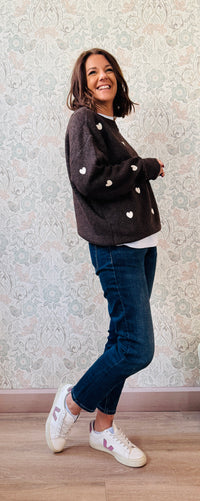 Maglione Cuoricini Caffè