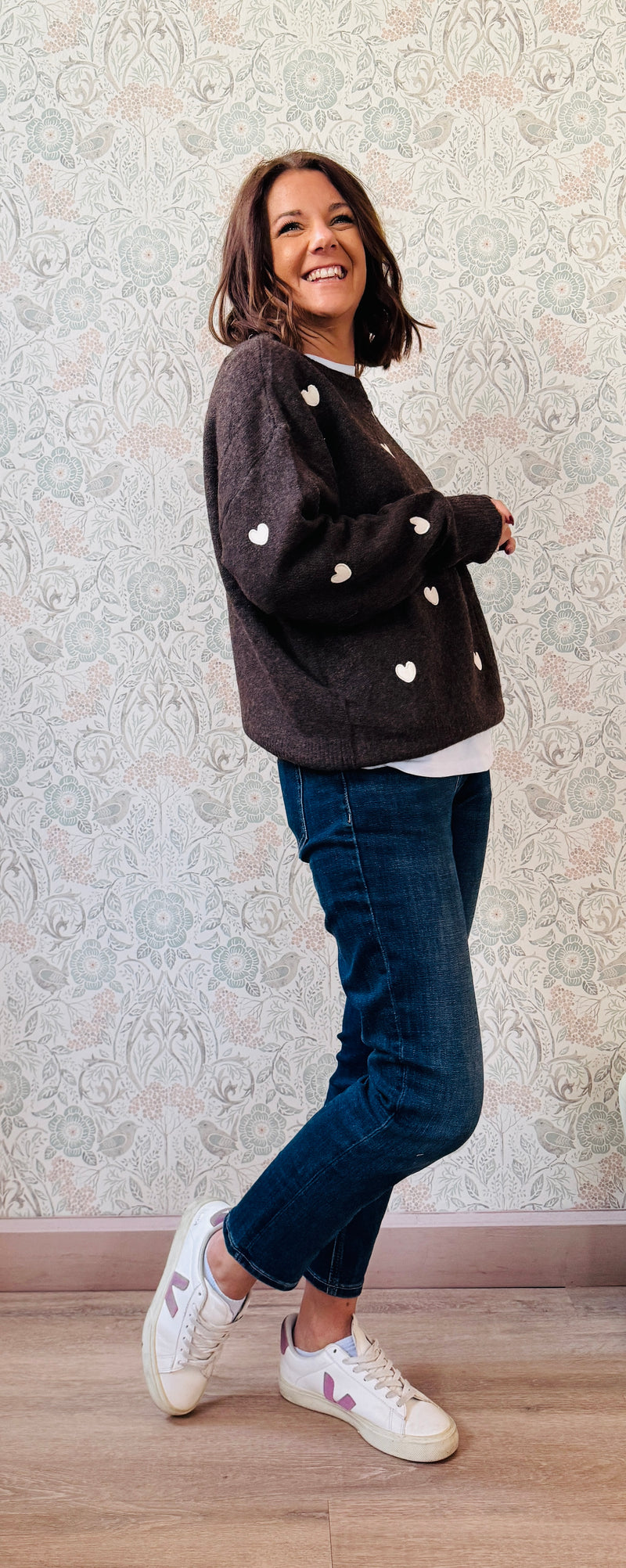 Maglione Cuoricini Caffè