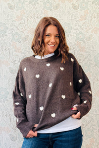 LVP Maglione Cuoricini Caffè