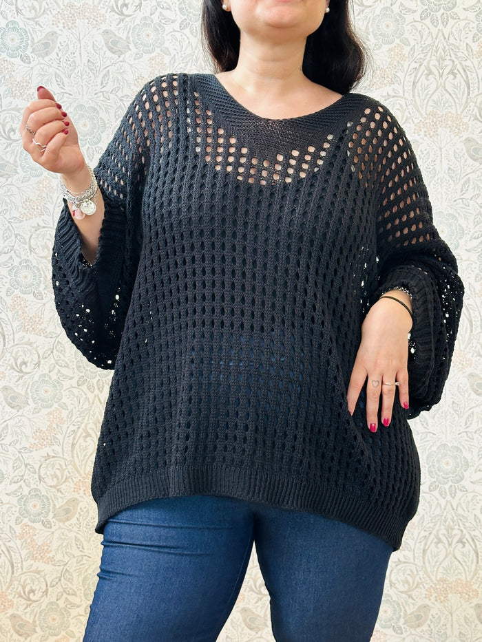 la valigia a pois Maglione Traforato Curvy