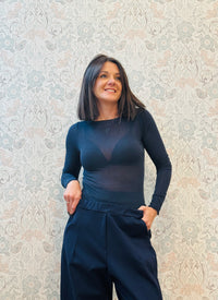 T-shirt manica lunga Bodycon Barchetta