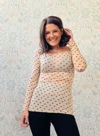 T-shirt Manica Lunga Bodycon Cuori