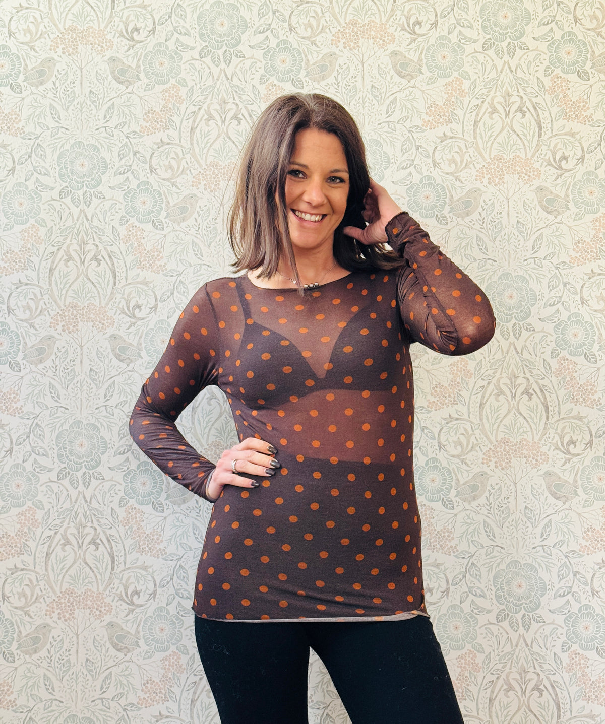 T-shirt Manica Lunga Bodycon Big Pois