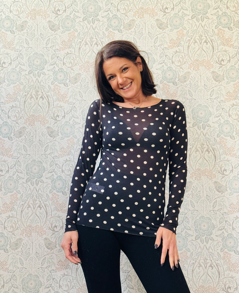 T-shirt Manica Lunga Bodycon Big Pois