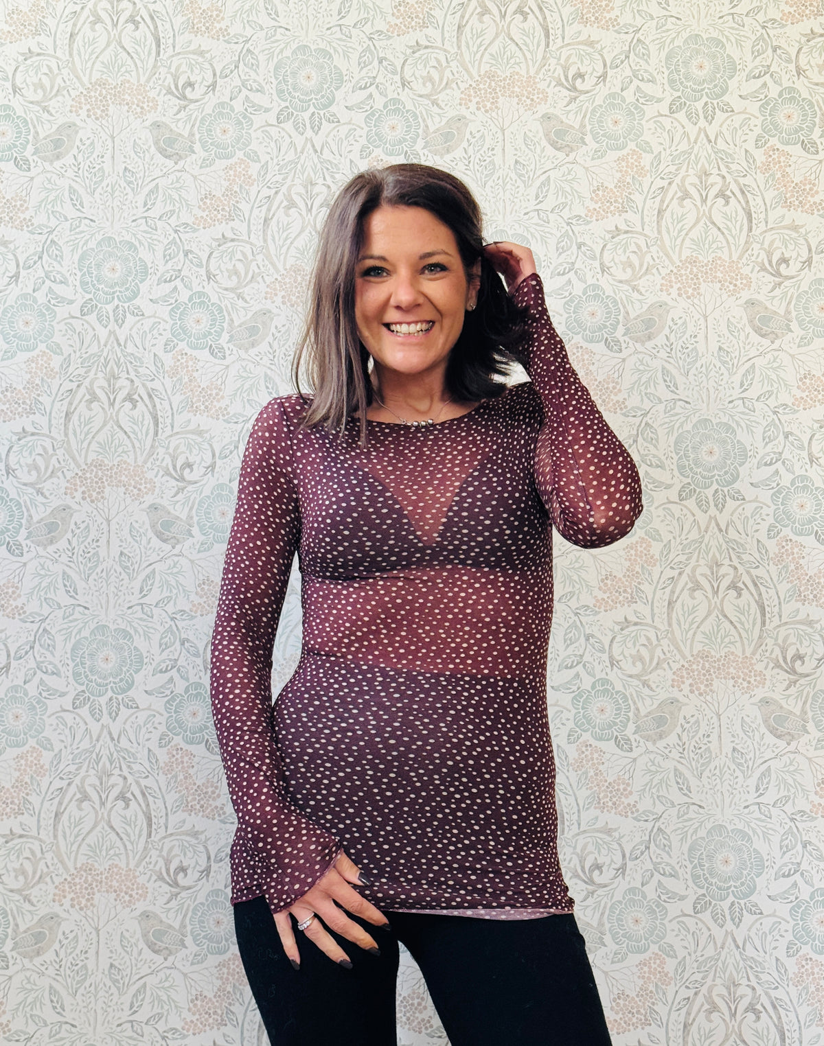 LVP T-shirt manica lunga Bodycon pallini