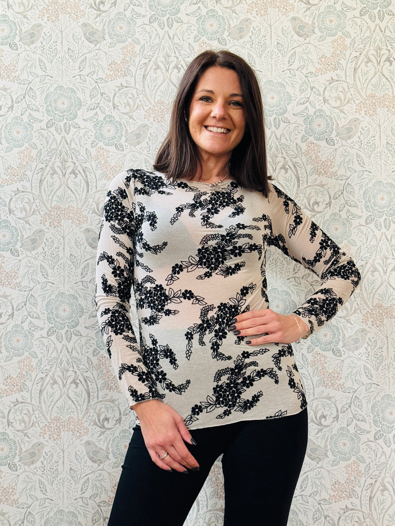 LVP T-shirt manica lunga Bodycon Flower